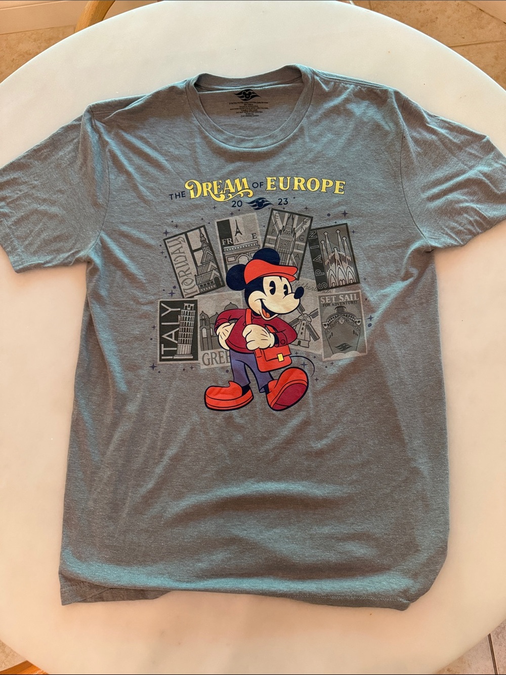 Disney Cruise Line Gray 'Dream of Europe' Graphic Tee 2023 medium